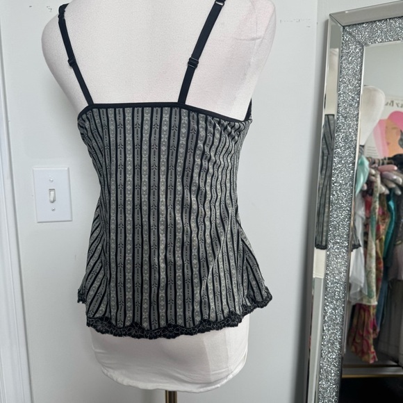 Vintage goth Black and Gray Striped corset Camisole S/m - Picture 4 of 4